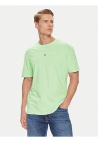 Tommy Jeans T-Shirt Linear Logo DM0DM17993 Zielony Regular Fit. Kolor: zielony. Materiał: bawełna