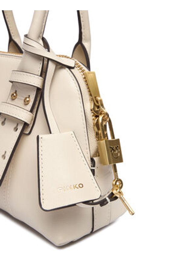 Pinko - PINKO Torebka Bowling Bag Zip Mini AI 25-26 PLTT 105333 A0QO Écru. Materiał: skórzane