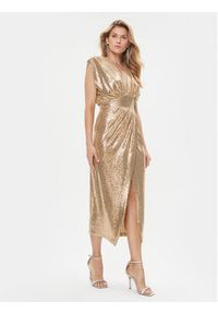 Rinascimento Sukienka koktajlowa CFC0116008003 Złoty Regular Fit. Kolor: złoty. Materiał: syntetyk. Styl: wizytowy