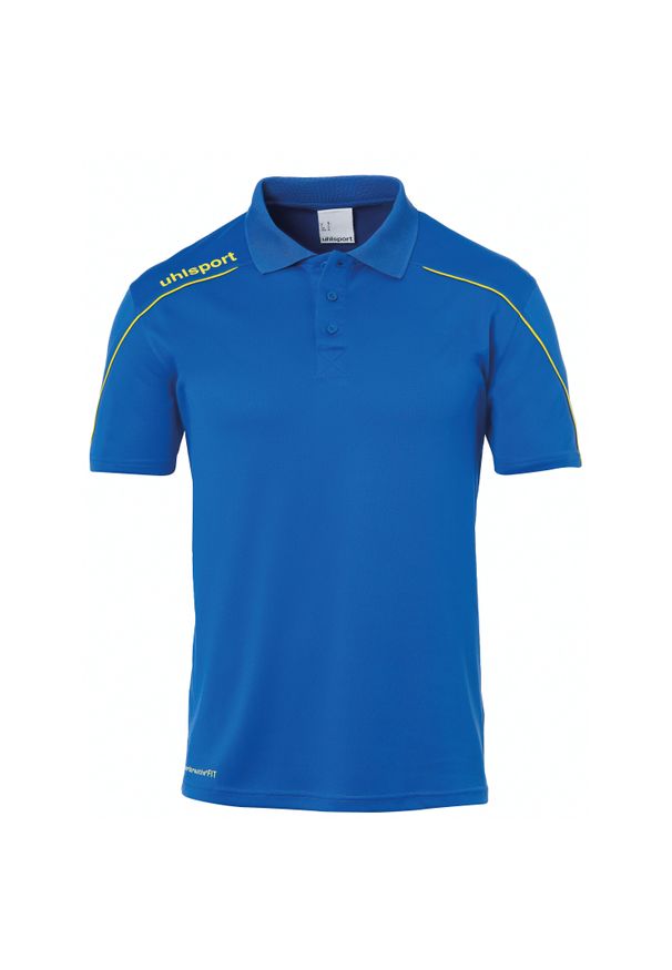 UHLSPORT - Koszulka polo dla dzieci Uhlsport Stream 22. Typ kołnierza: polo. Kolor: wielokolorowy, niebieski, żółty. Materiał: poliester. Sport: piłka nożna, fitness