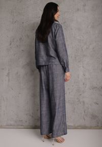 Renee - Niebieski Komplet z Wiskozą Bawełną i Lnem Wiązana Koszula i Szerokie Spodnie Ravisela. Kolor: niebieski. Materiał: wiskoza, bawełna, len #2