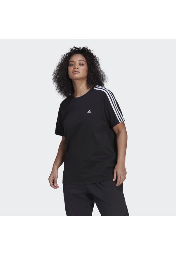 Adidas - Koszulka treningowa damska adidas Essentials Slim 3-Stripes Tee (Plus Size). Kolekcja: plus size. Kolor: biały, czarny, wielokolorowy