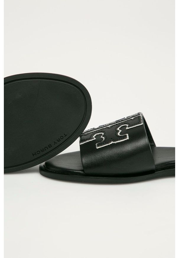 Tory Burch - Klapki skórzane. Kolor: czarny. Materiał: skóra