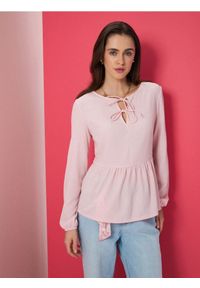Sinsay - Bluzka z ozdobnymi falbanami - różowy. Kolor: różowy