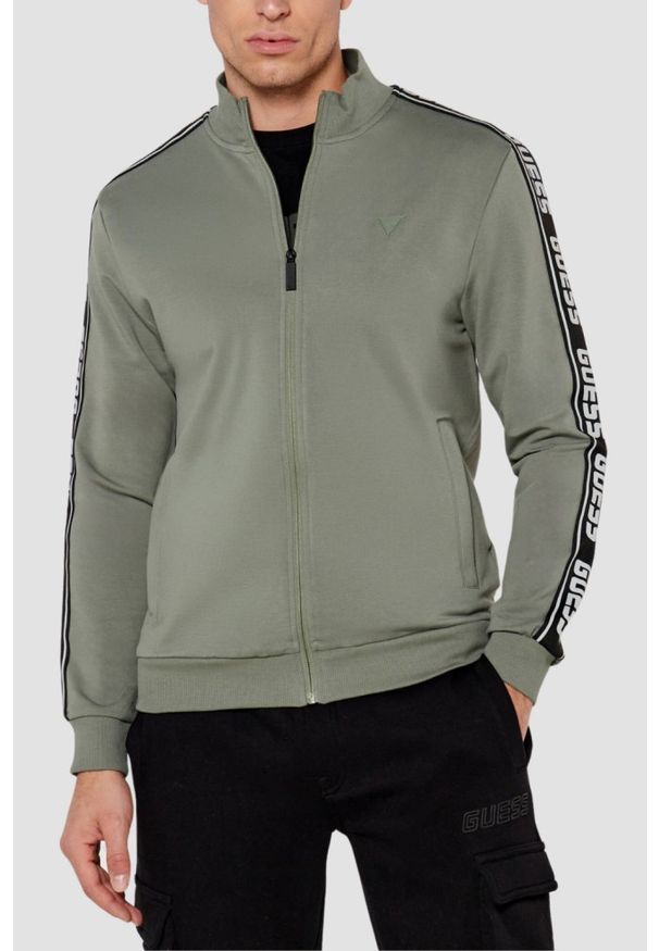 Guess - GUESS Zielona męska bluza New Arlo, Rozmiar M. Okazja: na co dzień. Kolor: zielony. Materiał: elastan, bawełna. Styl: casual