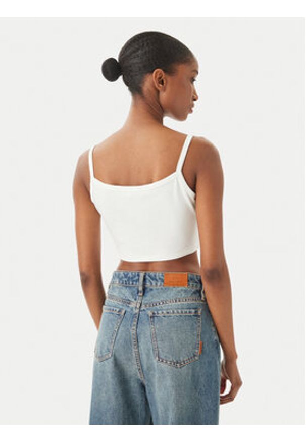 Calvin Klein Jeans Top LV047F221G Biały Slim Fit. Kolor: biały. Materiał: bawełna