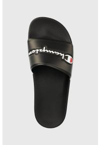 Champion klapki damskie kolor czarny na platformie. Kolor: czarny. Materiał: materiał, guma. Wzór: nadruk. Obcas: na platformie #5