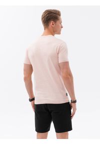 Ombre Clothing - T-shirt męski bawełniany z nadrukiem - jasnoróżowa V2 S1741 - XXL. Kolor: różowy. Materiał: bawełna. Długość rękawa: krótki rękaw. Długość: krótkie. Wzór: nadruk. Styl: klasyczny #1