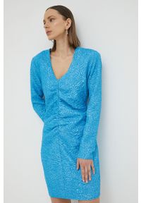 GESTUZ - Gestuz sukienka MaisieGZ kolor niebieski mini dopasowana. Kolor: niebieski. Długość rękawa: długi rękaw. Typ sukienki: dopasowane. Długość: mini #1