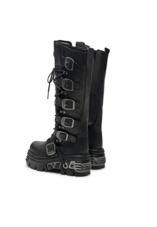 NEW ROCK Glany M-272-S1 Czarny. Kolor: czarny. Materiał: skóra. Styl: rockowy