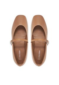Calvin Klein Baleriny Ballerina New Buckle - Lth HW0HW02483 Brązowy. Kolor: brązowy. Materiał: skóra