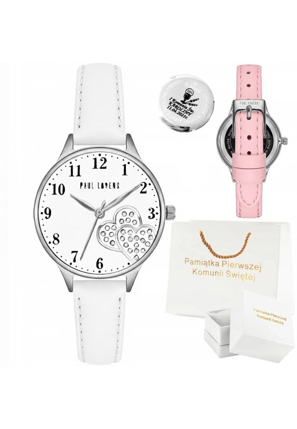 Zegarek dziecięcy Paul Lorens MILA - komunia + różowy pasek (SR). Kolor: różowy