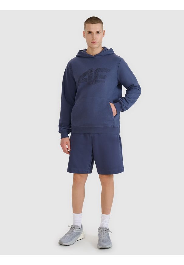 4f - 4F Bluza dresowa nierozpinana z kapturem męska - szara XXL. Okazja: na co dzień. Typ kołnierza: kaptur. Kolor: szary. Materiał: dresówka. Wzór: ze splotem, napisy, nadruk, gładki. Styl: sportowy, casual