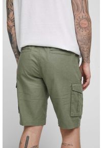 medicine - Medicine szorty lniane męskie kolor zielony. Kolor: zielony. Materiał: len. Wzór: gładki #3