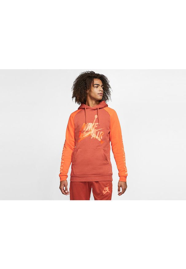 Nike - Bluza męska nike air jordan jumpman classics fleece pullover hoodie dark russet. Kolor: pomarańczowy. Sport: bieganie