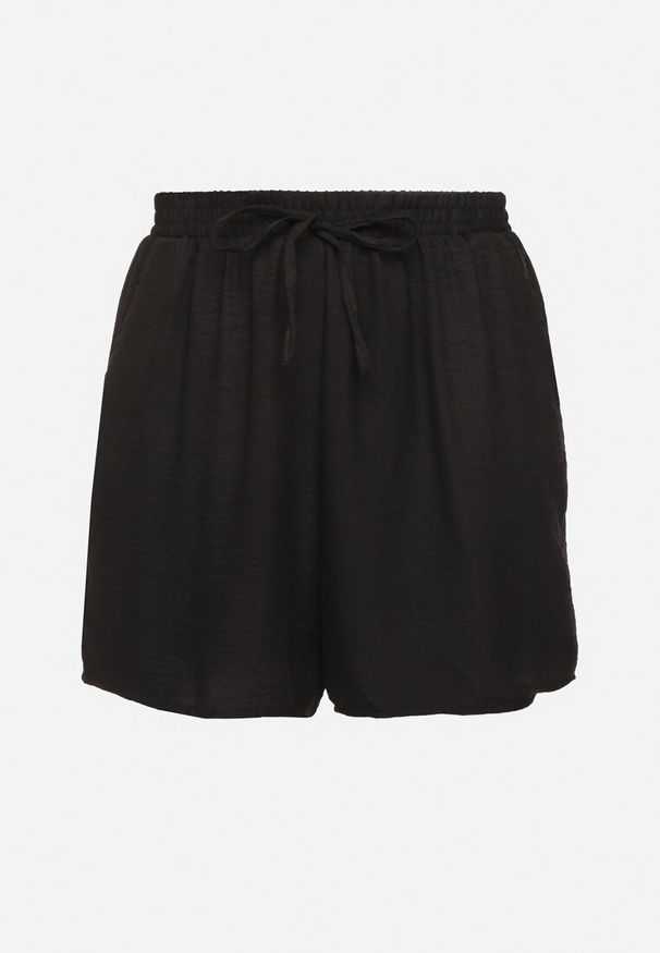 Born2be - Czarne Szorty z Wysokim Stanem i Wiązaniem Filinelia. Okazja: na co dzień. Stan: podwyższony. Kolor: czarny. Styl: elegancki, casual