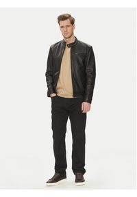 Serge Pariente Kurtka skórzana RETRO Czarny Slim Fit. Kolor: czarny. Materiał: skóra. Styl: retro #3