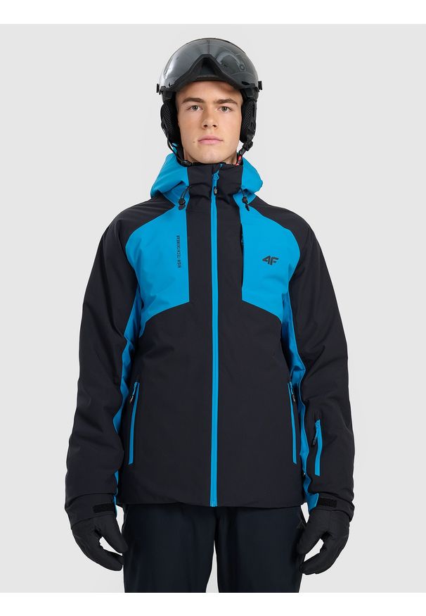 4f - 4F Kurtka narciarska membrana 8000 męska - niebieska 3XL. Kolor: niebieski. Materiał: poliester, materiał. Długość rękawa: raglanowy rękaw. Sezon: zima