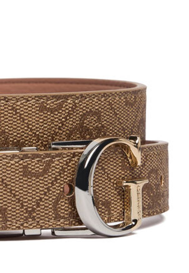 Guess Pasek Damski BW9325 P6115 Beżowy. Kolor: beżowy. Materiał: skóra