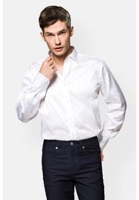 Lancerto - Koszula Biała z Nadrukiem Scott. Kolor: biały. Materiał: bawełna. Wzór: nadruk