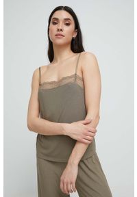 Calvin Klein Underwear top piżamowy kolor zielony. Kolor: zielony. Materiał: dzianina, koronka #1