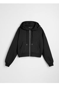 Sinsay - Bluza z kapturem z zapięciem - czarny. Typ kołnierza: kaptur. Kolor: czarny