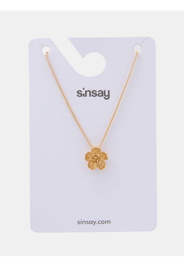 Sinsay - Naszyjnik z zawieszką w kształcie kwiata - złoty. Materiał: złote. Kolor: złoty