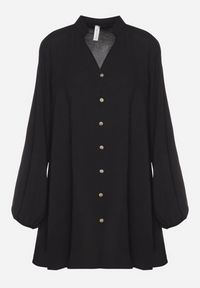 Born2be - Czarna Rozkloszowana Sukienka Pudełkowa z Ozdobnymi Guzikami Alcionete. Okazja: na co dzień. Kolor: czarny. Typ sukienki: proste. Styl: elegancki, casual #7