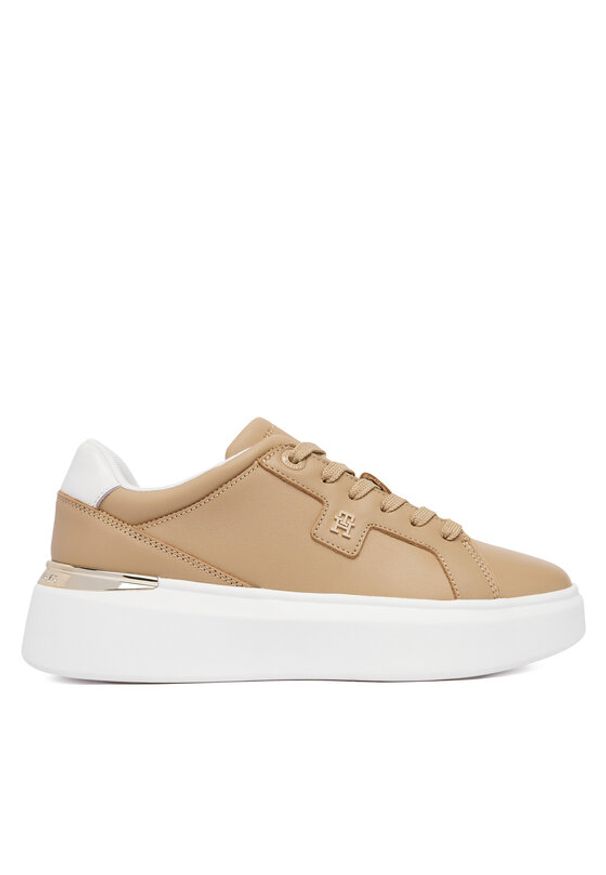 TOMMY HILFIGER - Tommy Hilfiger Sneakersy Th Chic Platform FW0FW09396 Brązowy. Kolor: brązowy. Materiał: skóra. Obcas: na platformie