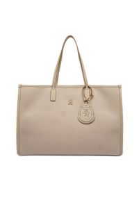 TOMMY HILFIGER - Tommy Hilfiger Torebka Th City Large Tote Melton AW0AW18215 Beżowy. Kolor: beżowy
