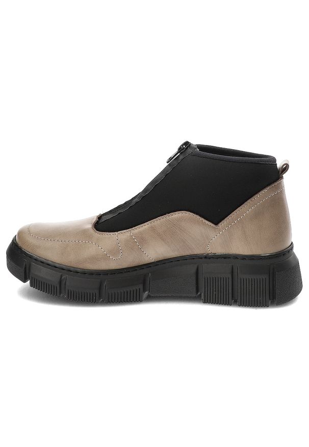 Beżowe Botki Wasak Wygodne Obuwie Damskie. Okazja: na co dzień. Zapięcie: zamek. Kolor: beżowy. Materiał: skóra, materiał. Styl: casual