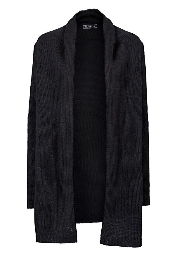 Długi sweter bez zapięcia bonprix czarny. Kolor: czarny. Długość: długie