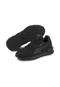 Buty do chodzenia dla dzieci Puma Graviton JR. Zapięcie: sznurówki. Kolor: wielokolorowy, czarny, szary. Materiał: materiał, syntetyk, tkanina. Szerokość cholewki: normalna. Sport: turystyka piesza