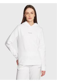 Calvin Klein Bluza Micro Logo Essential K20K205452 Biały Regular Fit. Kolor: biały. Materiał: bawełna