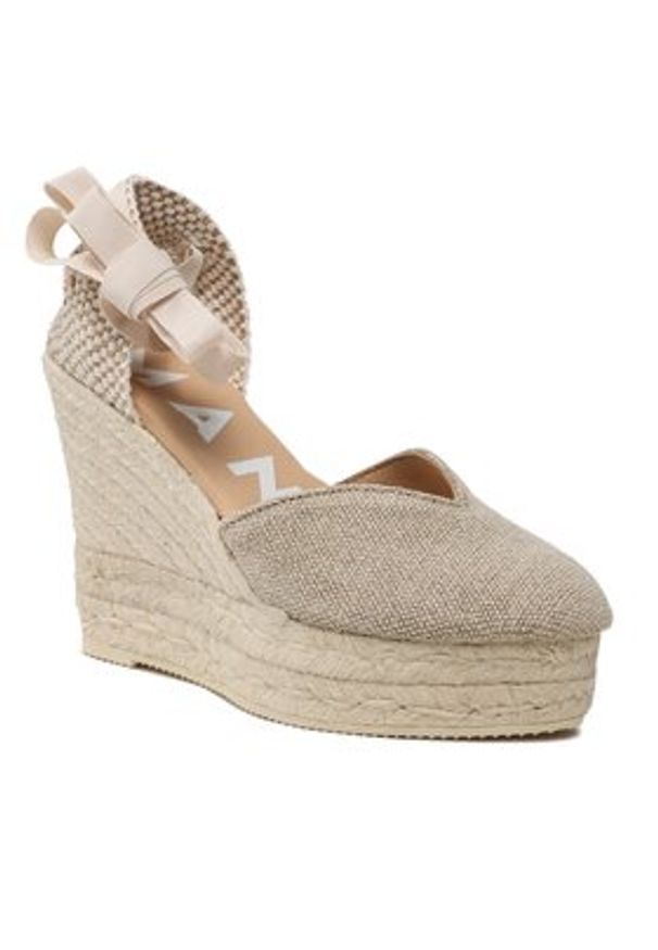 Manebi Espadryle Heart-Shaped Wedge Espadrilles O 7.1 WH Beżowy. Kolor: beżowy. Materiał: materiał