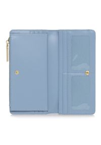 Ochnik - Duży błękitny portfel damski z tłoczeniem. Kolor: niebieski. Materiał: skóra. Wzór: kwiaty #4