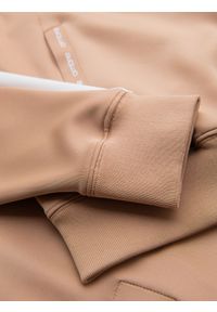 Ombre Clothing - Rozpinana męska bluza z kapturem i lampasami - beżowa V4 - Rozmiar: M. Typ kołnierza: kaptur. Kolor: beżowy. Materiał: guma, tkanina, dzianina, poliester, materiał. Wzór: gładki, aplikacja, nadruk. Styl: retro, sportowy #11