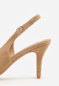 Born2be - Ciemnobeżowe Sandały na Szpilce z Odkrytą Piętą Nevilianae. Okazja: na co dzień. Zapięcie: sprzączka. Kolor: beżowy. Materiał: jeans. Obcas: na szpilce. Styl: casual, klasyczny #8