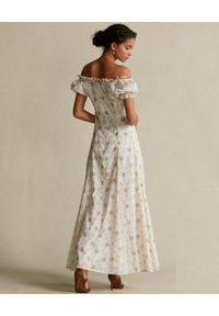 Ralph Lauren - RALPH LAUREN - Długa sukienka w kwiatowy wzór. Typ kołnierza: polo. Kolor: biały. Materiał: bawełna. Wzór: kwiaty. Typ sukienki: dopasowane, rozkloszowane. Długość: maxi #2