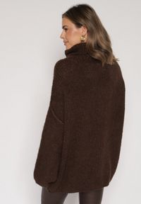 Born2be - Brązowy Gładki Golf Oversize z Domieszką Wełny i Wiskozy Nerafera. Okazja: na co dzień. Typ kołnierza: golf. Kolor: brązowy. Materiał: wełna, wiskoza. Wzór: gładki. Styl: klasyczny, casual #3