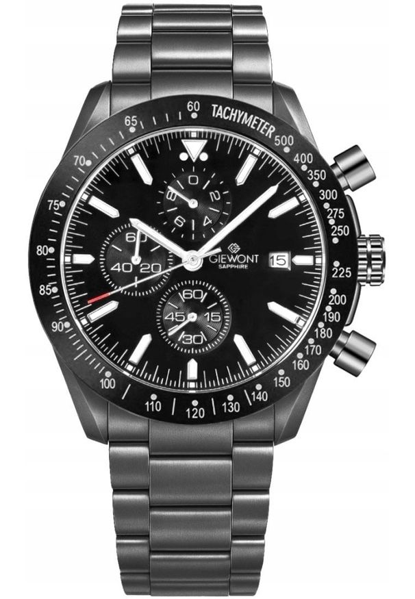 Zegarek Giewont Zegarek Męski Chronograph Sapphire Czarny GW8720-B1. Kolor: czarny