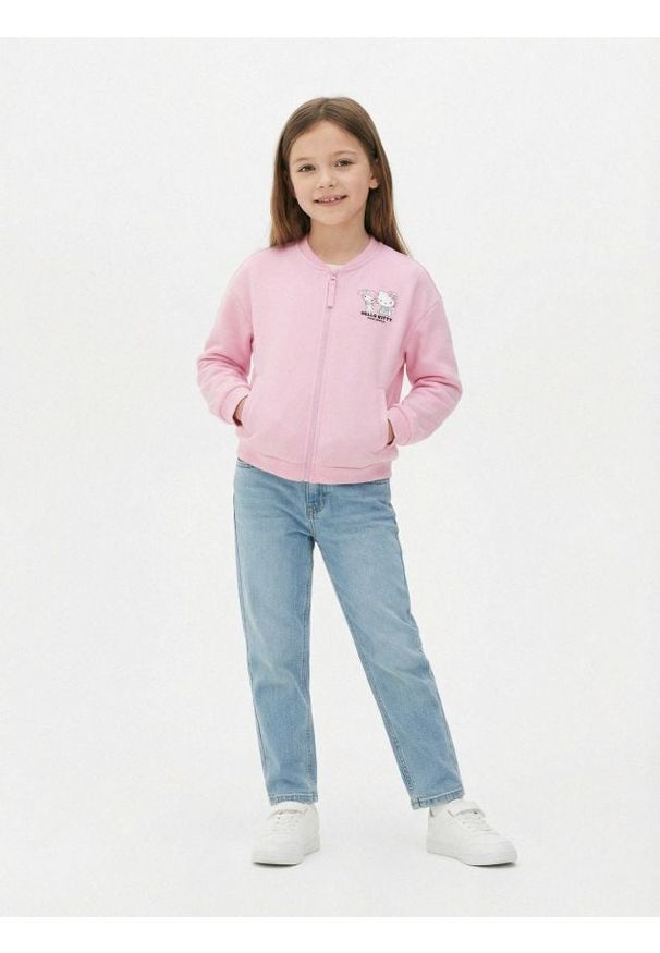Sinsay - Bluza bomberka z nadrukiem na plecach Hello Kitty - różowy. Kolor: różowy. Wzór: nadruk, motyw z bajki