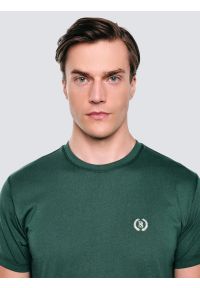 Big-Star - Koszulka męska z haftem na piersi zielona Keral 304. Okazja: na co dzień. Kolor: zielony. Materiał: dzianina, jeans. Długość rękawa: krótki rękaw. Długość: krótkie. Wzór: haft. Styl: wizytowy, klasyczny, elegancki, casual, sportowy #4