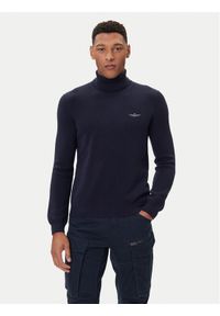 Aeronautica Militare Golf 252MA1583UL00903 Granatowy Regular Fit. Typ kołnierza: golf. Kolor: niebieski. Materiał: wełna, bawełna #1