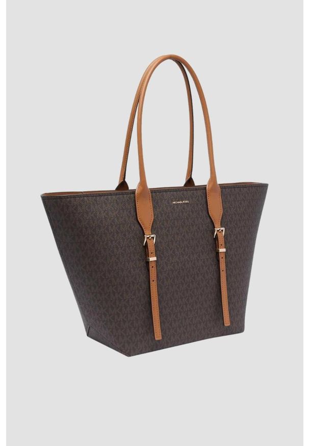 Michael Kors - MICHAEL KORS Brązowa shopperka skórzana w monogram. Kolor: brązowy. Materiał: skórzane. Styl: klasyczny, casual, elegancki