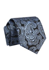 Alties - Krawat - ALTIES - Czerń z Niebieskim Wzorem Orientalnym. Kolor: niebieski. Materiał: tkanina. Styl: elegancki, wizytowy