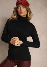 Renee - Czarny Klasyczny Golf z Domieszką Wełny Zoziona. Okazja: do pracy, na spotkanie biznesowe, na co dzień. Typ kołnierza: golf. Kolor: czarny. Materiał: wełna. Długość rękawa: długi rękaw. Długość: długie. Styl: klasyczny