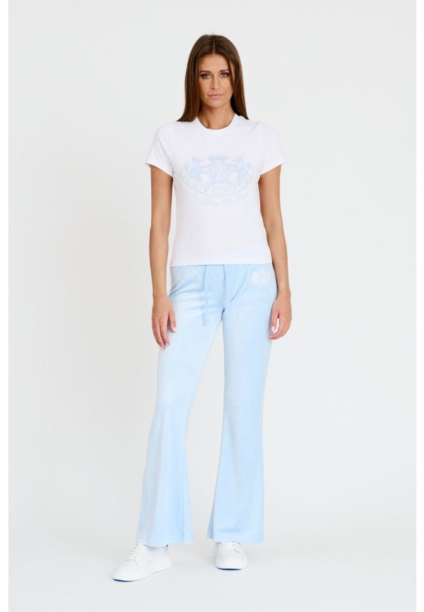 Juicy Couture - JUICY COUTURE Biały damski t-shirt Enzo Dog Crest, Rozmiar S. Kolor: czarny