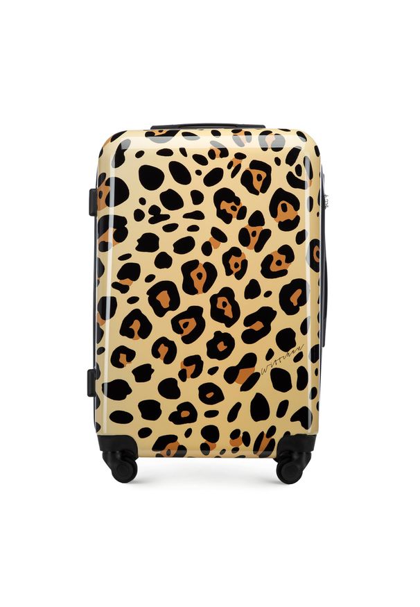 Wittchen - Średnia walizka z ABS-u z nadrukiem beżowo-brązowa. Kolor: brązowy, wielokolorowy, beżowy. Materiał: guma. Wzór: nadruk. Styl: wakacyjny