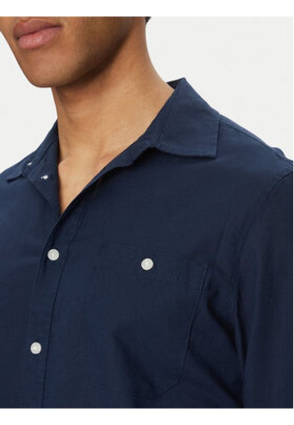 Blend Koszula 20718400 Granatowy Regular Fit. Kolor: niebieski. Materiał: len, bawełna